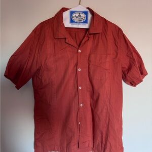 Todd Snyder Burnt Orange Casual Button Down Shirt. Camp Collar.
